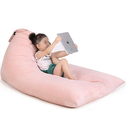 Stuffed Animal Storage Bean Bag Chair for Kids and Adults, Luxury Velvet Stuffed Animal Bean Bag Storage, Kids Bean Bag Chair Cover, Stuffie Seat - Cover ONLY(Sweet Pink 200L/52 Gal)