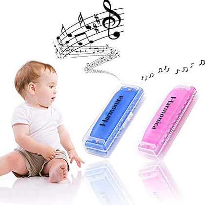 Koogel 2 PCS Translucent Kids Harmonica,10 Hole Harmonica for Toddler Musical Instruments for Beginners Party Birthday Gifts