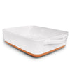 Mora Ceramic Baking Dish with Handles For Casserole, Lasagna, Gratin, Broiling, Roasting, and Baking. Large 9x13 in Pan, Extra Deep - Porcelain Serving Bakeware from Oven to Table. Freezer Safe - White