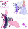MEGAFUN Color Change Unicorn Toys & Princess Doll with Rainbow Braided Hair, Removable Saddle&Wings, Princess Toy Unicorn Gifts for Girls