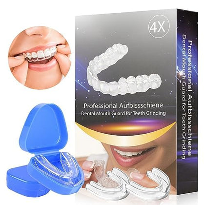 Mouth Guard for Grinding Teeth - Mouth Guard for Grinding Teeth at Night, BPA Free New Upgraded Dental Reusable Mouthguards for Grinding of Teeth for Adults 2 Sizes (4 Piece Set)