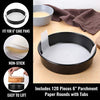 HIWARE 6 Inch Cake Pans Set of 4, Nonstick Round Cake Pans with 120 Pieces Parchment Paper, Dishwasher Safe