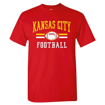 Kansas City Football Men's Vintage Fan T-Shirt (Red T-Shirt, L)