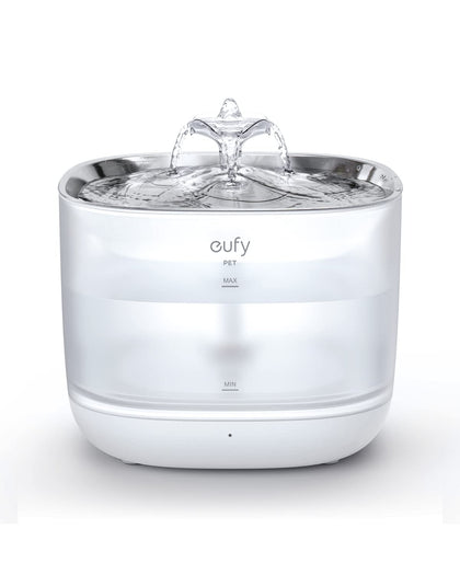 eufy Pet Water Fountain, SafeSip Cat Water Fountain for Small Dogs and Cats, Dishwasher Safe Stainless Steel Cat Water Fountain, 3L Capacity, BPA-Free, Ultra-Quite, Easy to Clean