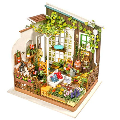 Rolife Dollhouse DIY Miniature Set Garden House LED Model Building Kit Hobby CraftHome Decor-Christmas Birthday Gifts for Boys Girls Women Friends (Miller's Garden)