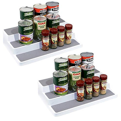 YCOCO Spice Rack Organizer for Cabinet,3-Tier Rack Step Shelf for Pantry Countertop Non Skid and Waterproof Shelf, For Spice Bottles,Jars,Seasonings,Baking Supplies 2 Pack