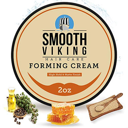Smooth Vikings Forming Cream for Men - Matte Finish, High Hold Styling Cream | Hair Cream for Men | Curly Hair Products for Men | Men's Grooming & Styling Products for Short and Long Hair Types (2oz)