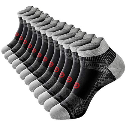 Compression Running Socks (6 Pairs) for Men and Women, Low Cut No Show Running Ankle CompressionSocks with Arch Support for Plantar Fasciitis, Cyling, Athletic, Flight, Travel, Nurses. Black S/M