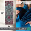 Gaiam Yoga Mat Folding Travel Fitness & Exercise Mat | Foldable Yoga Mat for All Types of Yoga, Pilates & Floor Workouts, Be Free, 2mm, 68