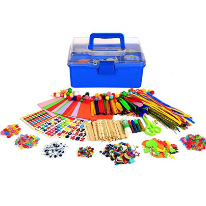 YITOHOP Arts and Crafts Supplies for Kids -1000+ pcs Art Craft kit in Carrying Travel Box for Toddlers Ages 5+ DIY Crafting School Kindergarten Project Activity- Ideal Christmas Gifts