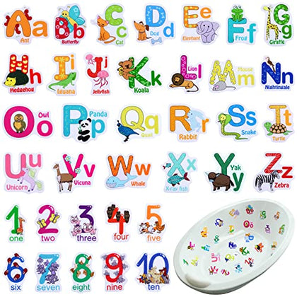 Chinco 36 Pieces Bathtub Alphabet Letter Stickers Number Decals Adhesive Non Slip Stickers Anti Slip Stickers for Kids Shower and Bath Tub Accessories