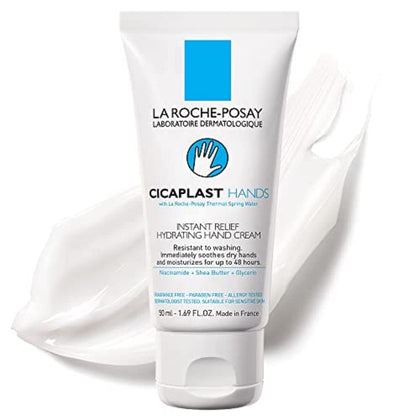 La Roche-Posay Cicaplast Hand Cream, Instant Relief Moisturizing Dry Hands Shea Butter Lotion for Dry Cracked Hands, Non Greasy, Fragrance Free, 1.69 Fl Oz (Pack of 1)