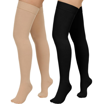 Totexil 2 Pairs Compression Stockings for Women & Men,20-30mmHg Thigh High Compression Socks,Closed Toe Medical Compression Socks with Silicone Dot Band--Best Support for Nursing Sports Varicose Veins