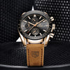 BENYAR Mens Watches Quartz Chronograph Business Luxury Brand Waterproof Wristwatches Fashion Brown Leather Watches for Men (Brown Black)
