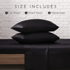 MR&HM Satin Bed Sheets, Queen Size Sheets Set, 4 Pcs Silky Bedding Set with 15 Inches Deep Pocket for Mattress (Queen, Black)