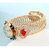 Weicam Women Girls Elegant Crystal Cuff Bangle Bracelet Easy Read Analog Quartz Wrist Watches
