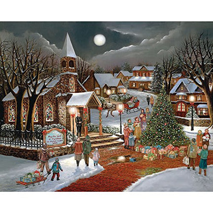 Bits and Pieces - 300 Large Piece Jigsaw Puzzle for Adults - Spirit of Christmas - 300 pc Holiday Church Jigsaw by Artist H. Hargrove