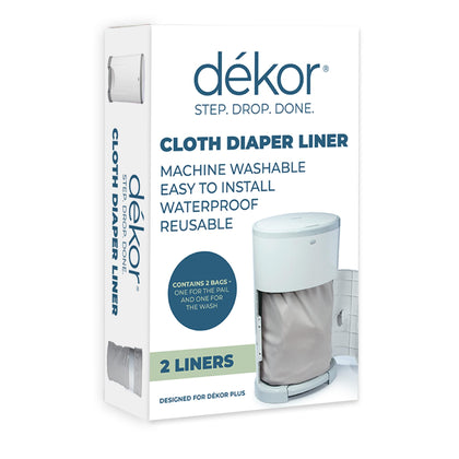Diaper Dekor Cloth Diaper Liner | 2 Count | Gray | Perfect for Cloth Diapers | Just Step - Drop - Done | Quick & Easy to Replace | Fits the Diaper Dekor Plus Hands-Free Diaper Pail | Machine Washable