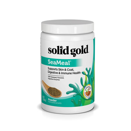 Solid Gold SeaMeal Multivitamin for Cats & Dogs - Grain Free Kelp Supplement - Digestive Enzymes for Dogs - Gut Health & Immune Support - Healthy Skin & Coat - Omega 3 & Superfood Powder - 1 LB