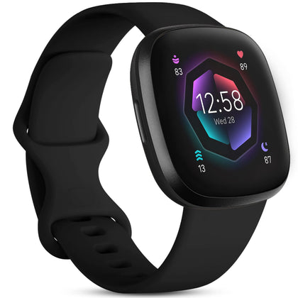 Odbeai Compatible for Fitbit Sense&Sense2 Bands/Fitbit Versa 3&4 Bands Women Men,Soft Replacement Wristbands Sport Band Strap Accessories for Fitbit Versa 3&4 Smart Watch(Small, Black)