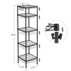 SONGMICS Bathroom Shelf, Storage Rack for Small Space, Total Load Capacity 220 lb, 11.8 x 11.8 x 48.6 Inches, with 5 PP Sheets, Removable Hooks, Extendable Design, Black and Translucent ULGR23BK