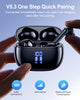 YAQ Wireless Earbuds Bluetooth Headphones, 40H Playtime Stereo IPX5 Waterproof Ear Buds, LED Power Display Cordless in-Ear Earphones with Microphone for iOS Andriod Cell Phone Sports