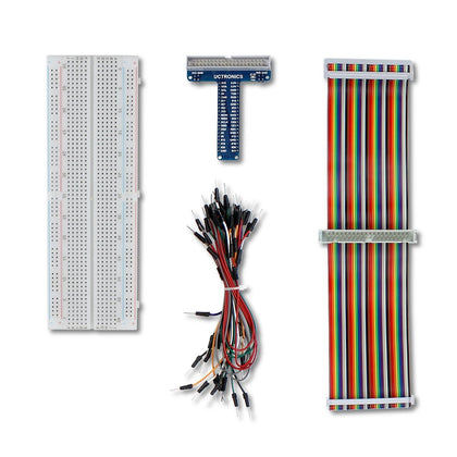 UCTRONICS GPIO Breakout Kit for Raspberry Pi Pico- Assembled Pi T- Type Breakout + 830 Tie Points Solderless Breadboard + 40 Pin Male - Female - Male Rainbow Ribbon Cable + 65pcs Jump Wires