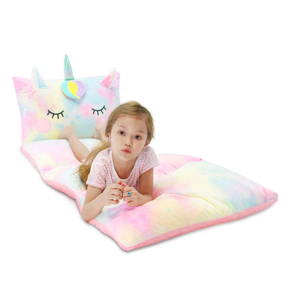 Yoweenton Unicorn Kids Floor Pillows Bed Seat Cover Queen Size Fold Out Lounger Chair Bed for Boys Girls Floor Cushion for Kids Room Decoration Cover ONLY