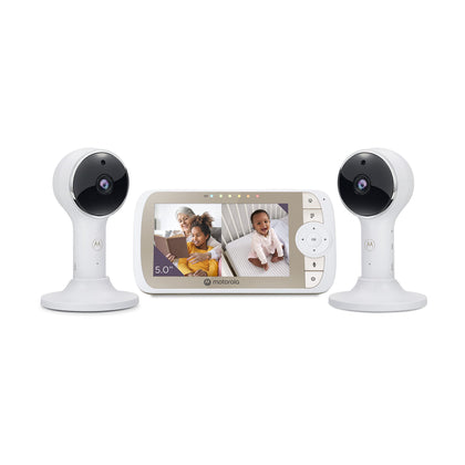 Motorola Baby Monitor VM65-5 WiFi Video Baby Monitor with 2 Cameras HD 1080p, Connects to Smart Phone App, 1000ft Long Range, 2-Way Audio, Remote Pan-Tilt-Zoom, Room Temp, Lullabies, Night Vision