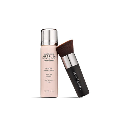 MagicMinerals AirBrush Foundation by Jerome Alexander - 2pc Set with Airbrush Foundation and Kabuki Brush - Spray Makeup with Anti-aging Ingredients for Smooth Radiant Skin (Medium)