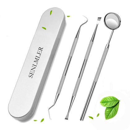 SENLMLER Professional Dental Pick Tools Kit, Teeth Cleaning Calculus Remover Tool for Dentist, Personal Using, Pets Oral Care Set with Dental Mirror Dental Tartar Scraper Dental Probe and Storage Box