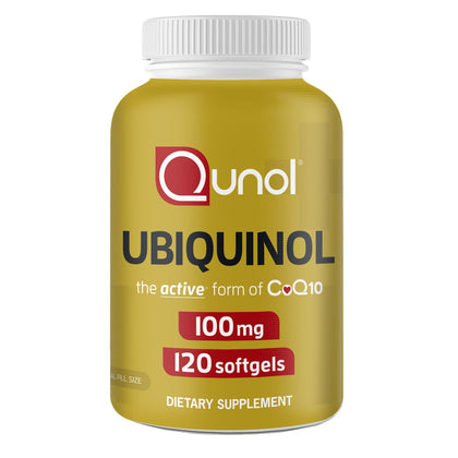 Qunol Ubiquinol CoQ10 100mg Softgels, Ubiquinol - Active Form of Coenzyme Q10, Antioxidant for Heart Health, Healthy Blood Pressure Levels, Beneficial to Statin Users, 120 Count