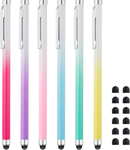 Stylus Pens for Touch Screens (6 Pack), Linfanc High Sensitivity and Precision Capacitive Stylus Pens for iPad, Tablets, Smartphones, and All Universal Touch Screen Devices, Extra 12 Replacement Tips