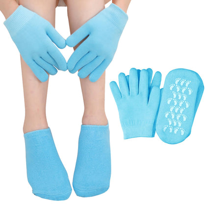 Moisturizing Glove and Sock, Gel Spa Moisturizing Therapy Sock ? Glove, Soften Repairing Dry Cracked, Hands Feet Skin Care, Effective in Repair Dry and Chapped Hands and Feet Skin Care(4 PCS/Blue)