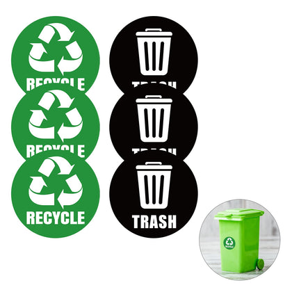 Recycle Sticker,Self-Adhesive Recycle and Trash Bin Logo Stickers, Round Logo Sign Recycle Sticker for Trash Can Recycle Bin Garbage Containers,Recycling Sticker for Kitchen Waterproof(6PCS)