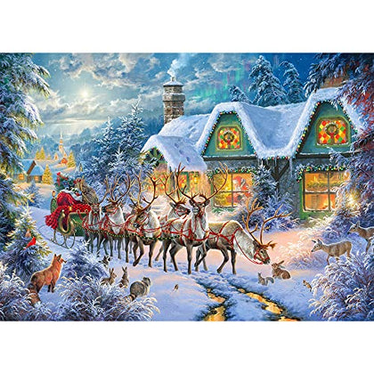 Falaza Christmas Jigsaw Puzzles 1000 Pieces for Adults - Christmas Reindeer Family Holiday Puzzle, Large Jigsaw Puzzle for Educational Gift Home Decor