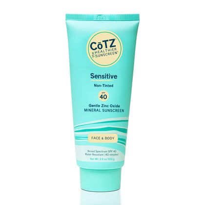 COTZ Sensitive Non-Tinted Zinc Oxide Mineral Sunscreen for Body and Face; Broad Spectrum SPF 40; 3.5 oz / 100 g
