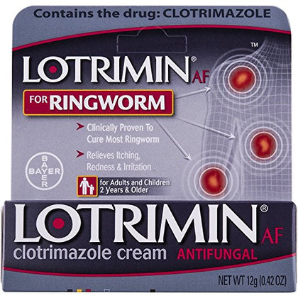 Lotrimin AF Ringworm Cream Clotrimazole 1% - Clinically Proven Effective Antifungal Cream Treatment of Most Ringworm, For Adults and Kids Over 2 years, .42 Ounce (12 Grams)