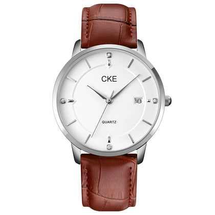 CKE Men's Watch Waterproof Watch Quartz Wristwatch Analog Date with Leather Strap..