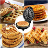 Burgess Brothers Mini Waffle Maker | Portable Electric Non-Stick Waffle Iron | Belgian Waffle Maker Makes 4 Inch Waffles | Includes Bamboo Sporks