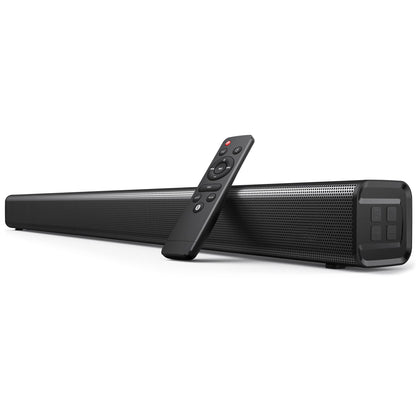Sound Bars for TV, Wireless Bluetooth 5.3 Sound Bar TV Speaker, TV Audio 3 Equalizer Modes, Opt/AUX/ARC Connection, DSP Bass Stereo Audio with Remote Control, Wall Mountable for Home, TV, PC