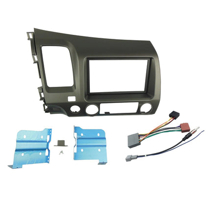 DKMUS Double Din Radio Stereo Dash Install Mount Trim Kit for Honda Civic 2006-2011 with Wiring Harness Antenna Adapter