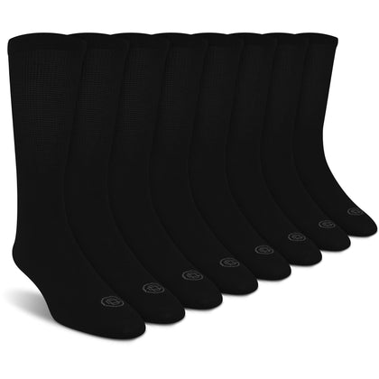 Doctor's Choice Diabetic Socks for Men, Seamless Crew Socks with Non-Binding Top, Provides Extra Comfort for Gout, 4-Pairs, Black, Large, Size 10-13