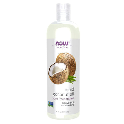 NOW Solutions, Liquid Coconut Oil, Light and Nourishing, Promotes Healthy-Looking Skin and Hair, 16-Ounce