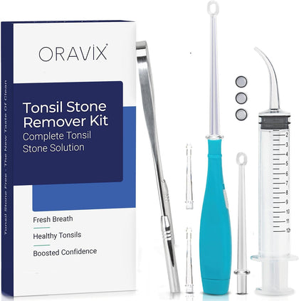 ORAVIX Tonsil Stone Removal Kit - Remover Fast Painless Tonsillolith Tool Cleaner Fight Bad Breath Oral Irrigator Tongue Scraper 7 Pieces