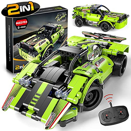 STEM Toy Building Toys Gifts for Age 6, 7, 8, 9, 10, 11, 12 Years Old Kids, Boys, Girls, 2-in-1 Remote Control Racing Car Racecar Building Block, 335 Pcs DIY Building Kit, Engineering Construction Toy