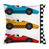 Lunarable Cartoon Throw Pillow Cushion Cover, Race Cars at Start Line Adrenaline Exotic Sports Championship Theme, Decorative Square Accent Pillow Case, 18