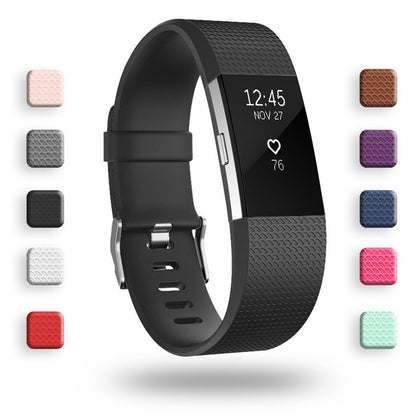 POY Replacement Bands Compatible for Fitbit Charge 2, Classic Edition Adjustable Sport Wristbands, Small Black