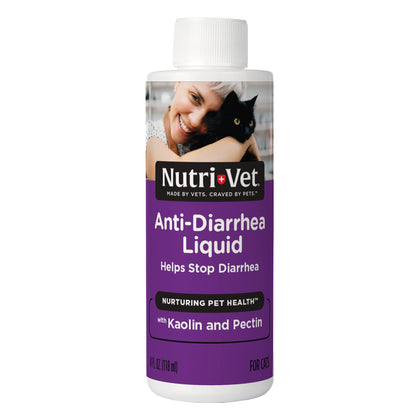 Nutri-Vet Anti-Diarrhea Liquid for Cats - Detoxifying Agent Works Against Bacterial Toxins - Helps Sooth Upset Stomach and Stop Diarrhea - 4 oz