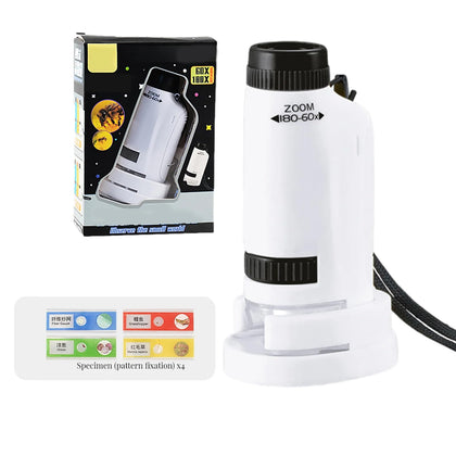 Minilabsters Miniscope Kids, Mini Labsters Portable Microscope for Kids, Portable Kids Microscope, Pocket Microscope, Mini Microscope for Kids, Handheld Microscope for Scientific Experiment(White)